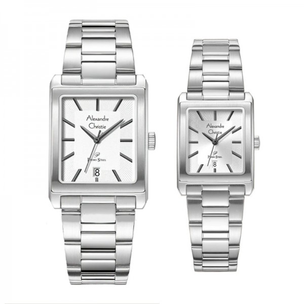 Alexandre Christie AC 1039 Silver White Couple Steel